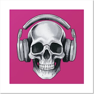 Human skull dj music Posters and Art